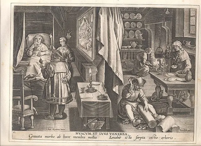 640px De ontdekking van Guaiacum als middel tegen syfilis anoniem Museum Plantin Moretus PK OPB 0186 0071